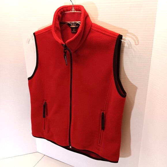 Woolrich Vest Wn M Red Fleece Full Zip Pockets Preppy Outdoors Granola Girl Cozy - Picture 3 of 9